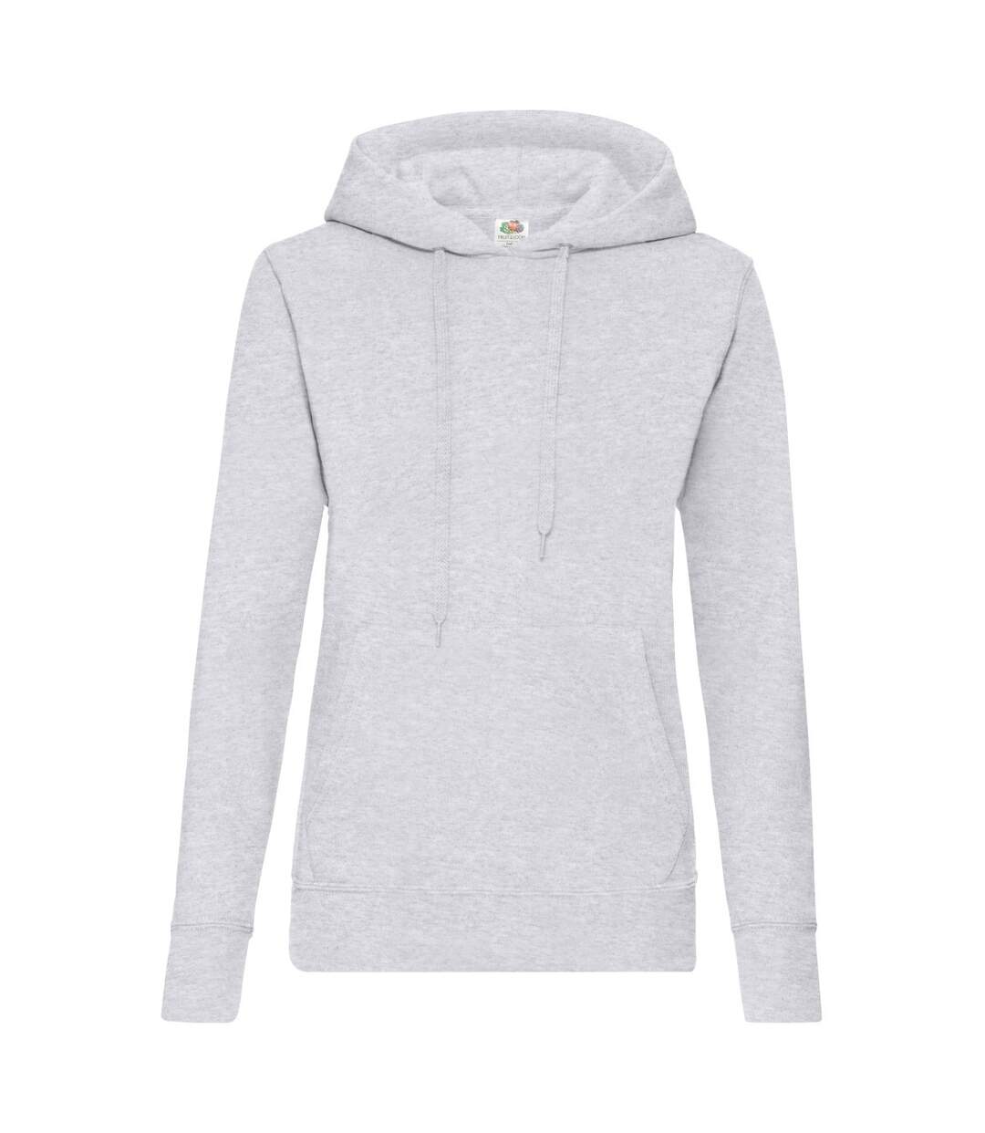 Womens/ladies Classic Plain Hoodie Heather Grey Fruit Of The Loom-1