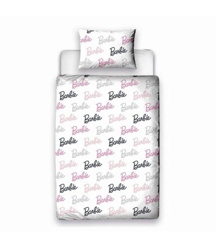 Barbie Reversible Figures Duvet Set (Pink/White/Gray) - UTAG2998