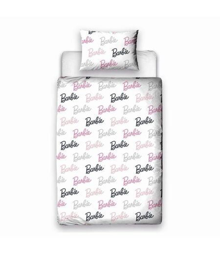 Barbie Reversible Figures Duvet Set (Pink/White/Gray) - UTAG2998