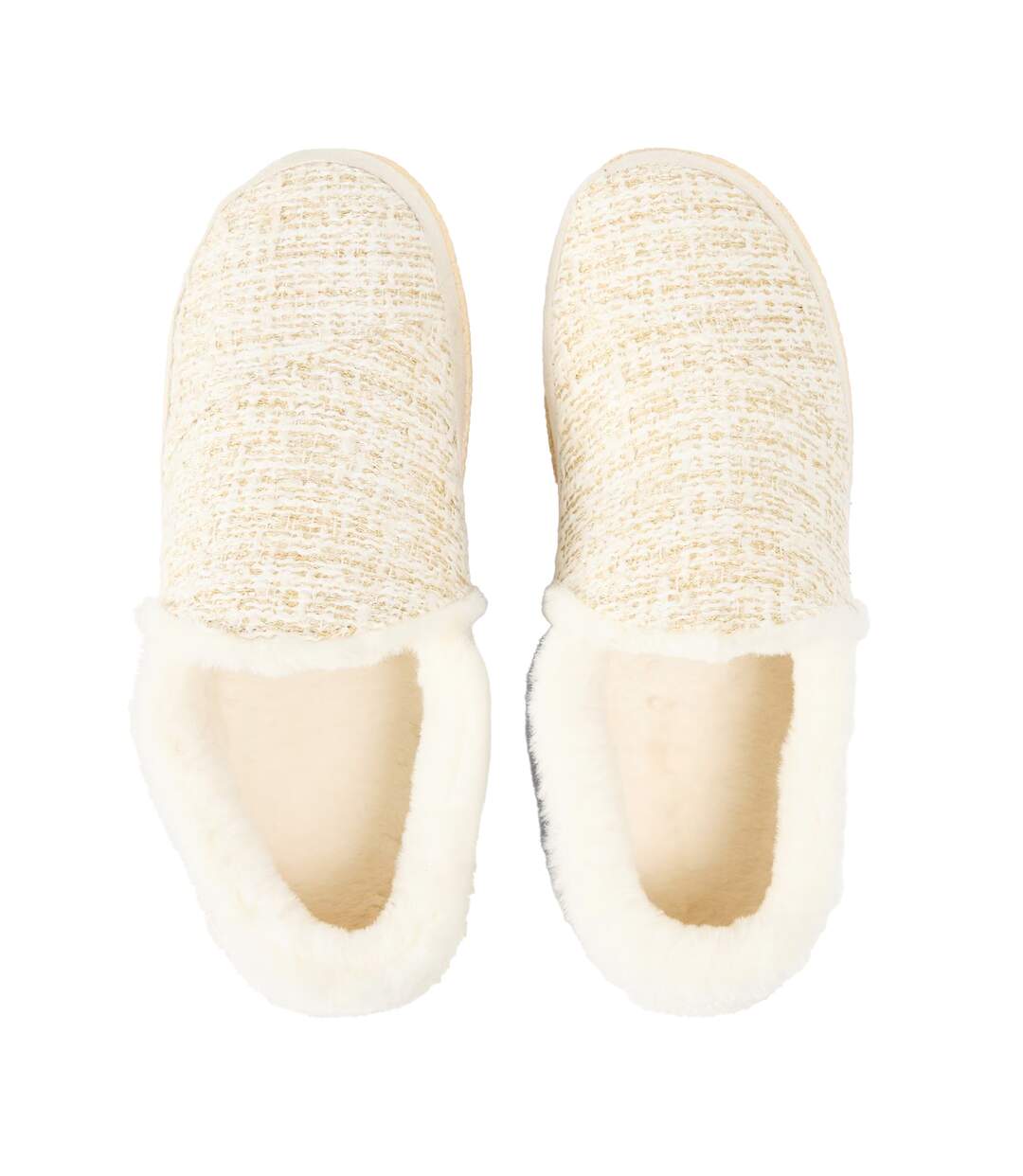 Womens/ladies Tweed Casual Slippers White Toms-3