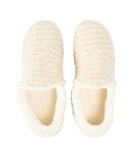 Womens/ladies Tweed Casual Slippers White Toms