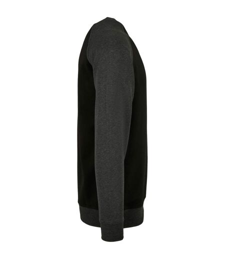 T-shirt Manches Raglan Homme Noir Charbon Chiné Build Your Brand