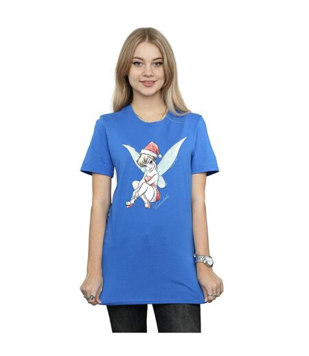 Disney Femme/Les femmes Fée Clochette Christmas Fairy Coton Boyfriend T-Shirt (Bleu royal) - UTBI46450