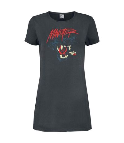 Amplified Womens/Ladies Maneater Darryl Hall & John Oates T-Shirt Dress (Charcoal)