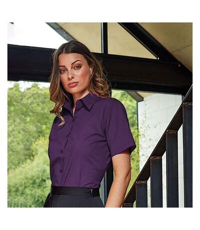 Short sleeve poplin blouse/plain work shirt sapphire Premier