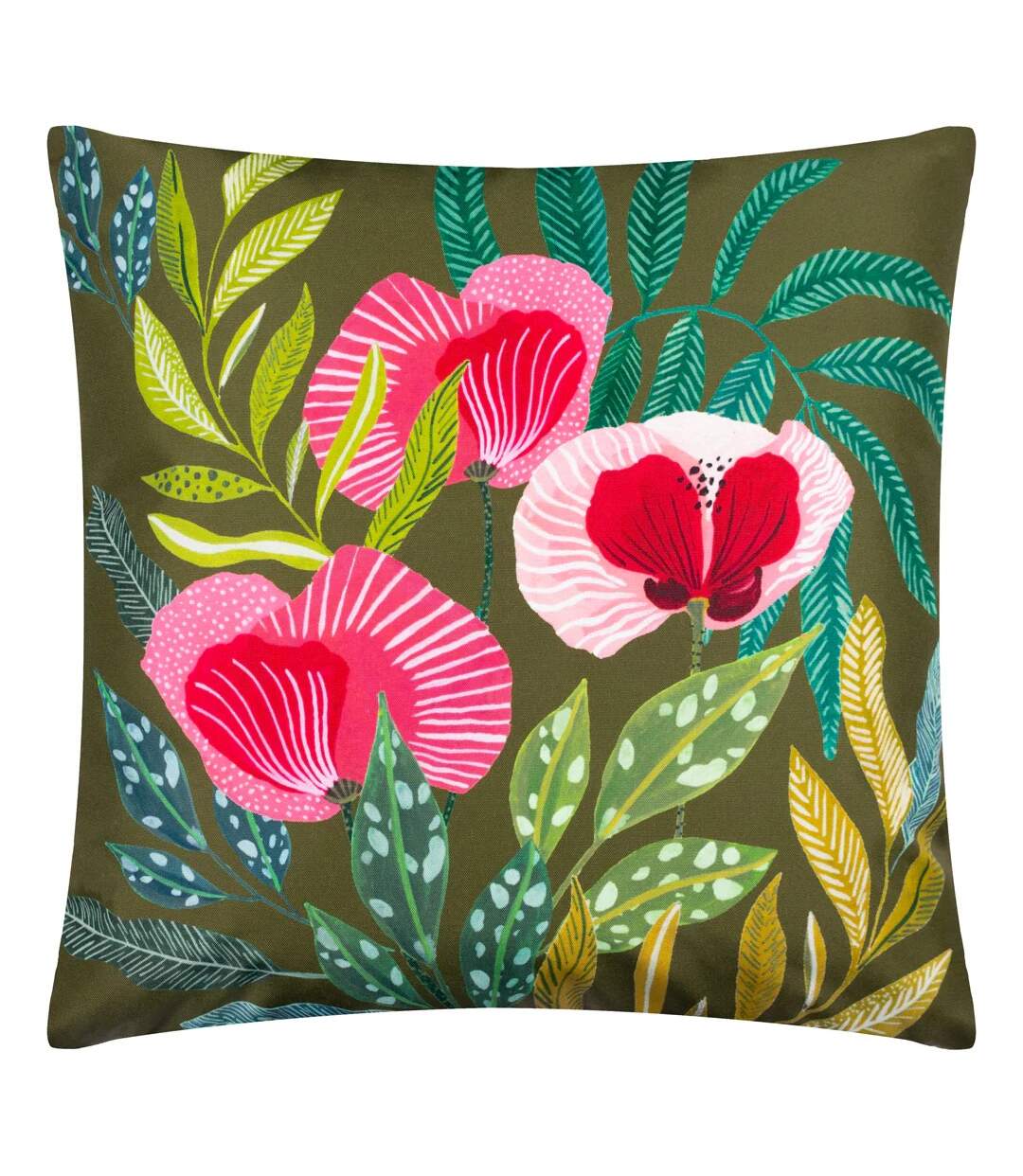 House of bloom poppy outdoor cushion cover 43cm x 43cm olive Wylder