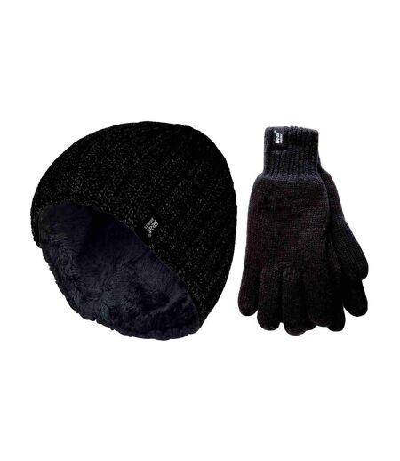 Mens Fleece Lined Thermal Hat & Glove Set for Winter