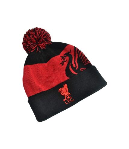 Liverpool FC Unisex Adult Bobble Knitted Crest Beanie (Red/Black)
