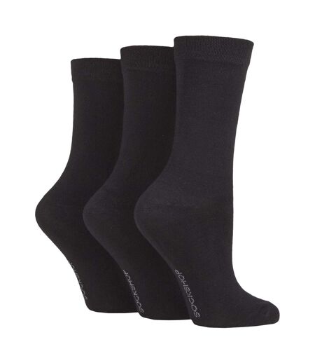 3 Pack Ladies Plain Bamboo Socks - Soft Breathable Everyday Comfort Socks