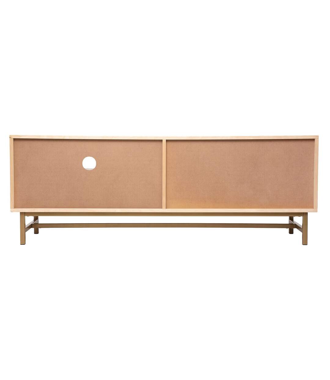 Meuble TV 1 porte en bois et cannage RAYO - Beige-5