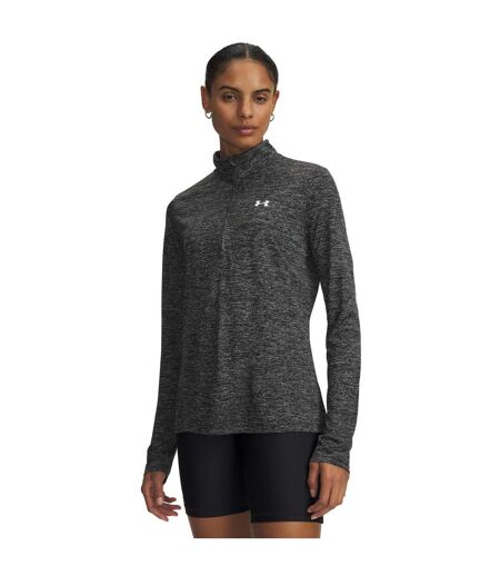 Womens/ladies Tech Textured Half Zip Top Black Twist Under Armour