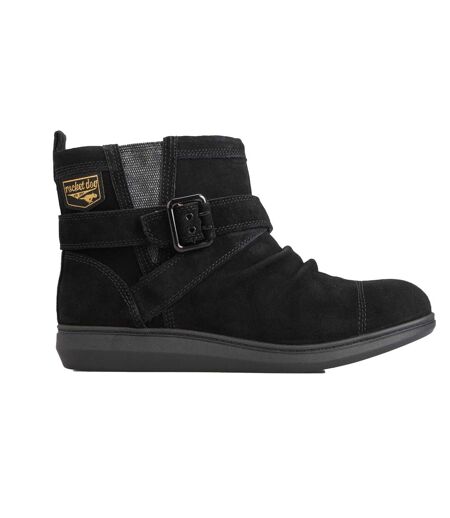 Womens/ladies mint suede ankle boots black Rocket Dog