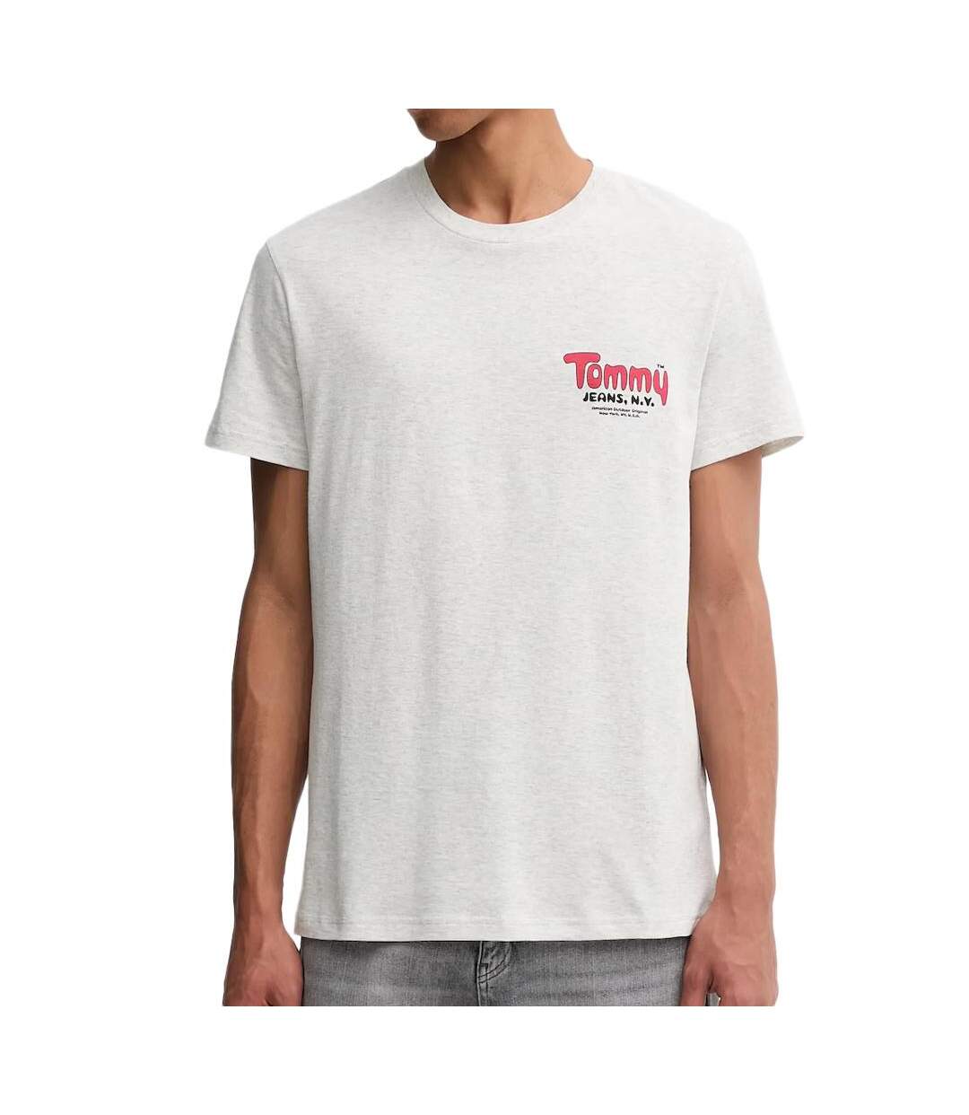 T-shirt gris chiné homme tommy hilfiger tjm slim font play-1