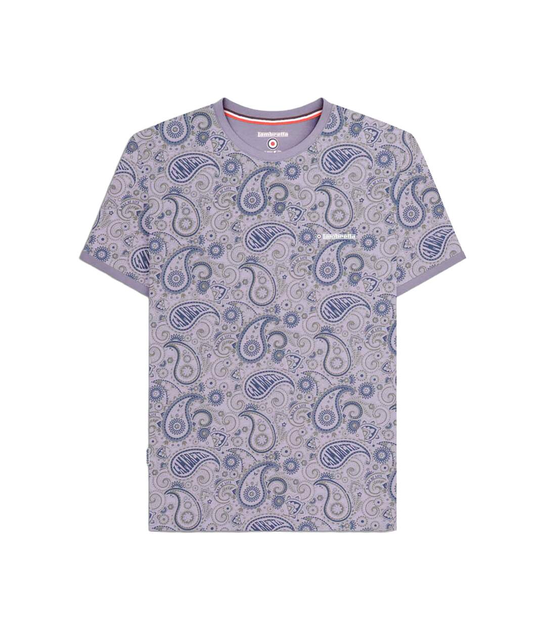 Mens Ss25 Paisley T-shirt Dusk Grey Lambretta-1