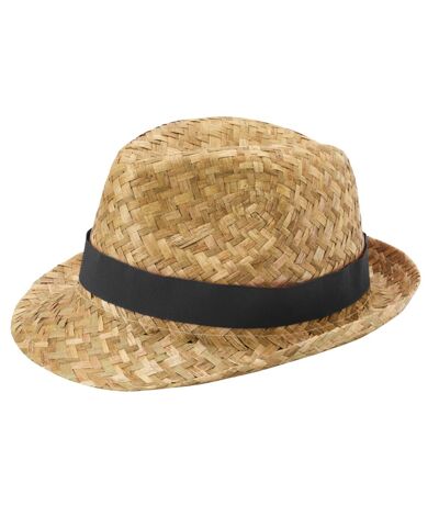Chapeau d´été pricus adulte naturel / noir uni Floso