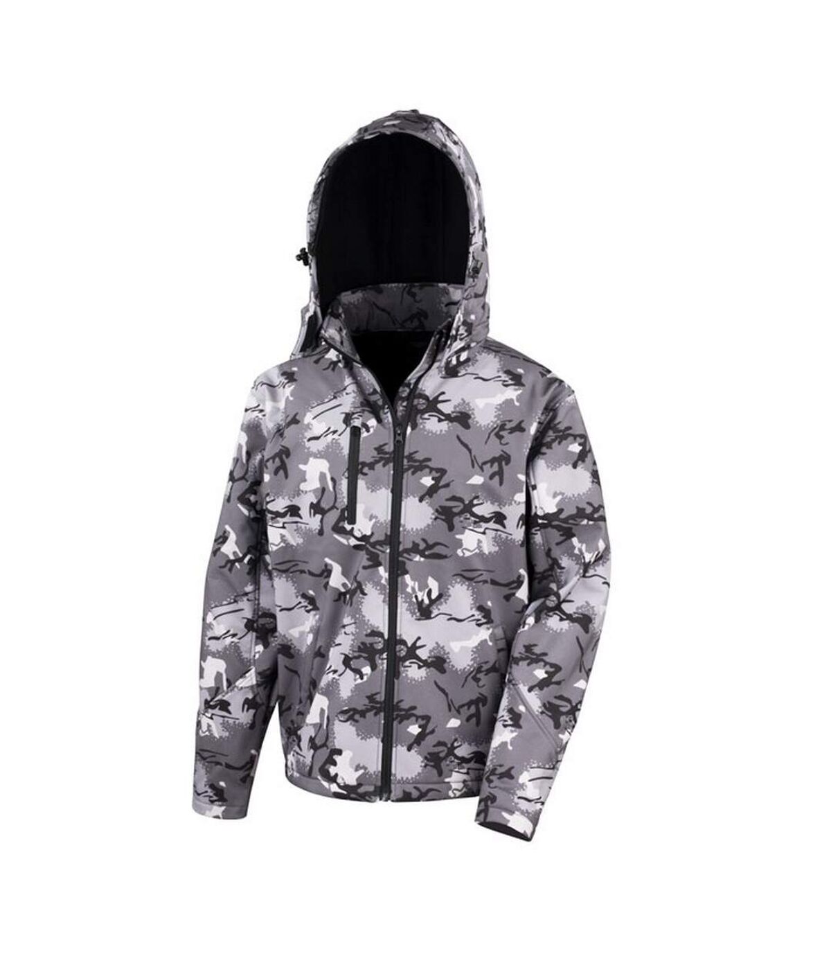 Result Core Mens Camo TX Performance Hooded Softshell Jacket (Camo Charcoal)