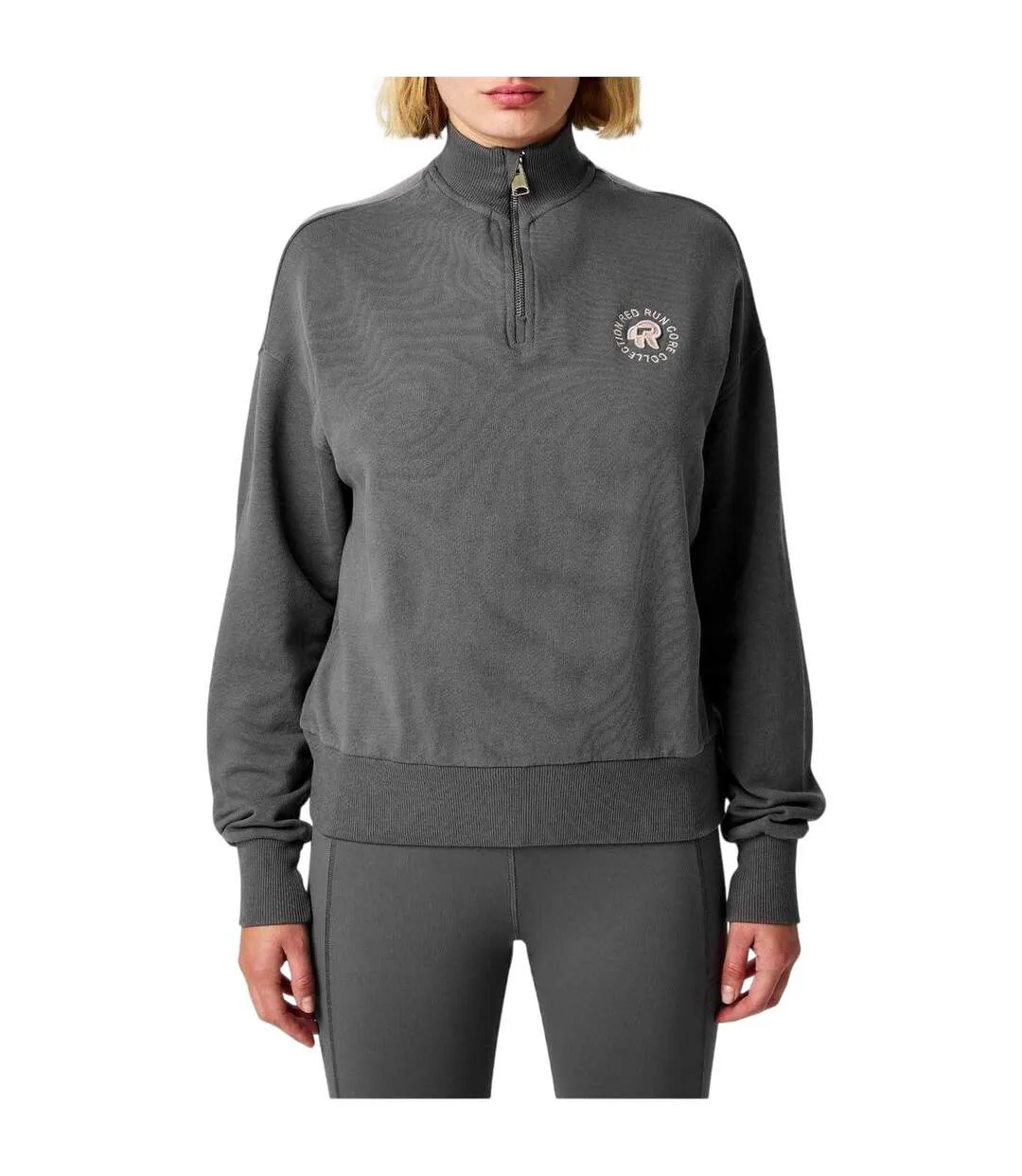 Womens/ladies Cotton Jumper Grey Red Run-2