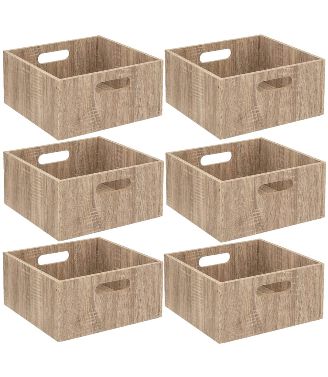 Lot de 6 Boîtes de rangement carrée en MDF-1