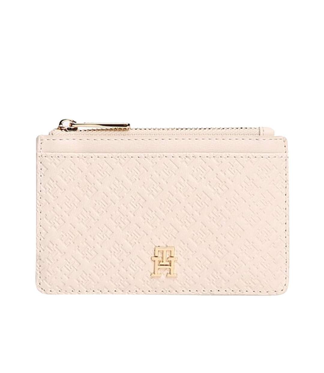 Porte-cartes ecru femme tommy hilfiger long-1