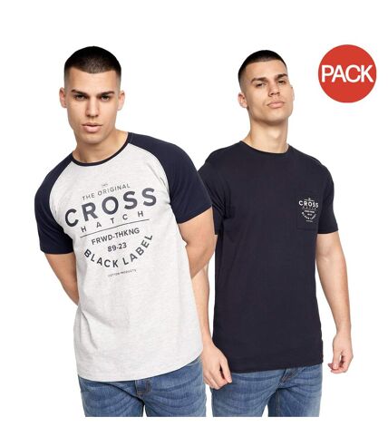 Pack of 2  Mens jimlars t-shirt  grey marl/navy Crosshatch