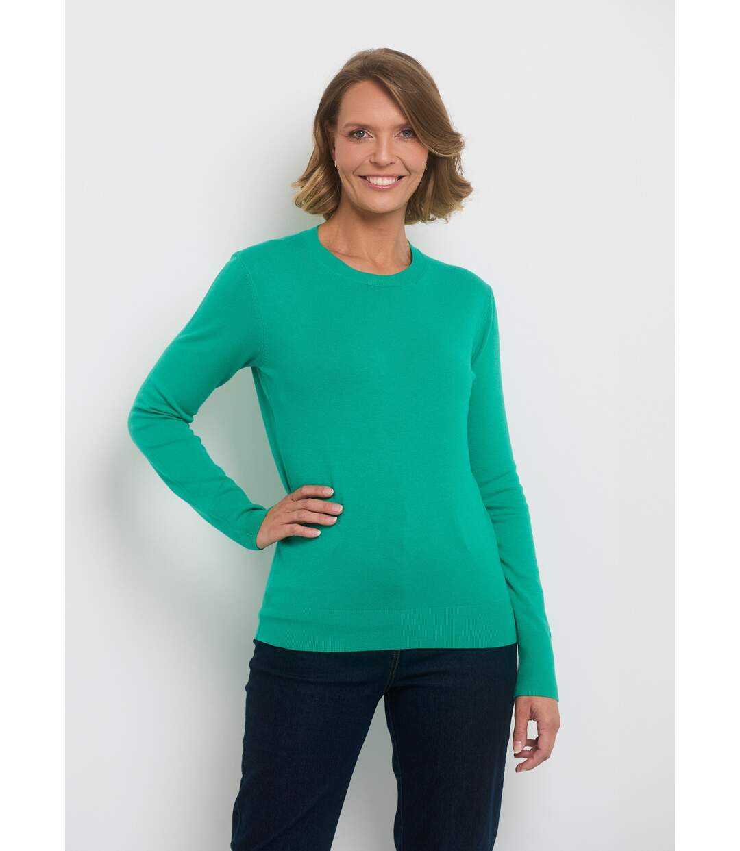 Pull manches longues maille fine jauge-1
