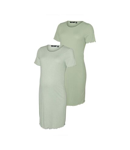 Lot x2 Robe de Grossesse Verte Femme Vero Moda Maternity Jill2 - L