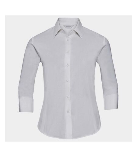Russell Collection Womens/Ladies Easy-Care Fitted 3/4 Sleeve Formal Shirt (White) - UTPC5855