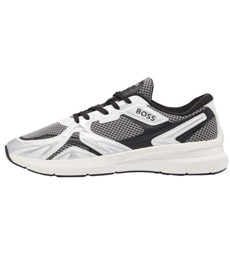 Mens Owen Running Trainers Quicksilver Silver Black Boss