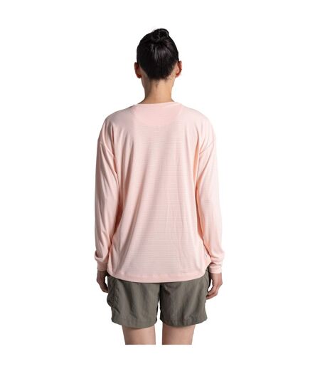 T-shirt Manches Longues Motif/style Quadrillage Femme Rose Pâle Craghoppers