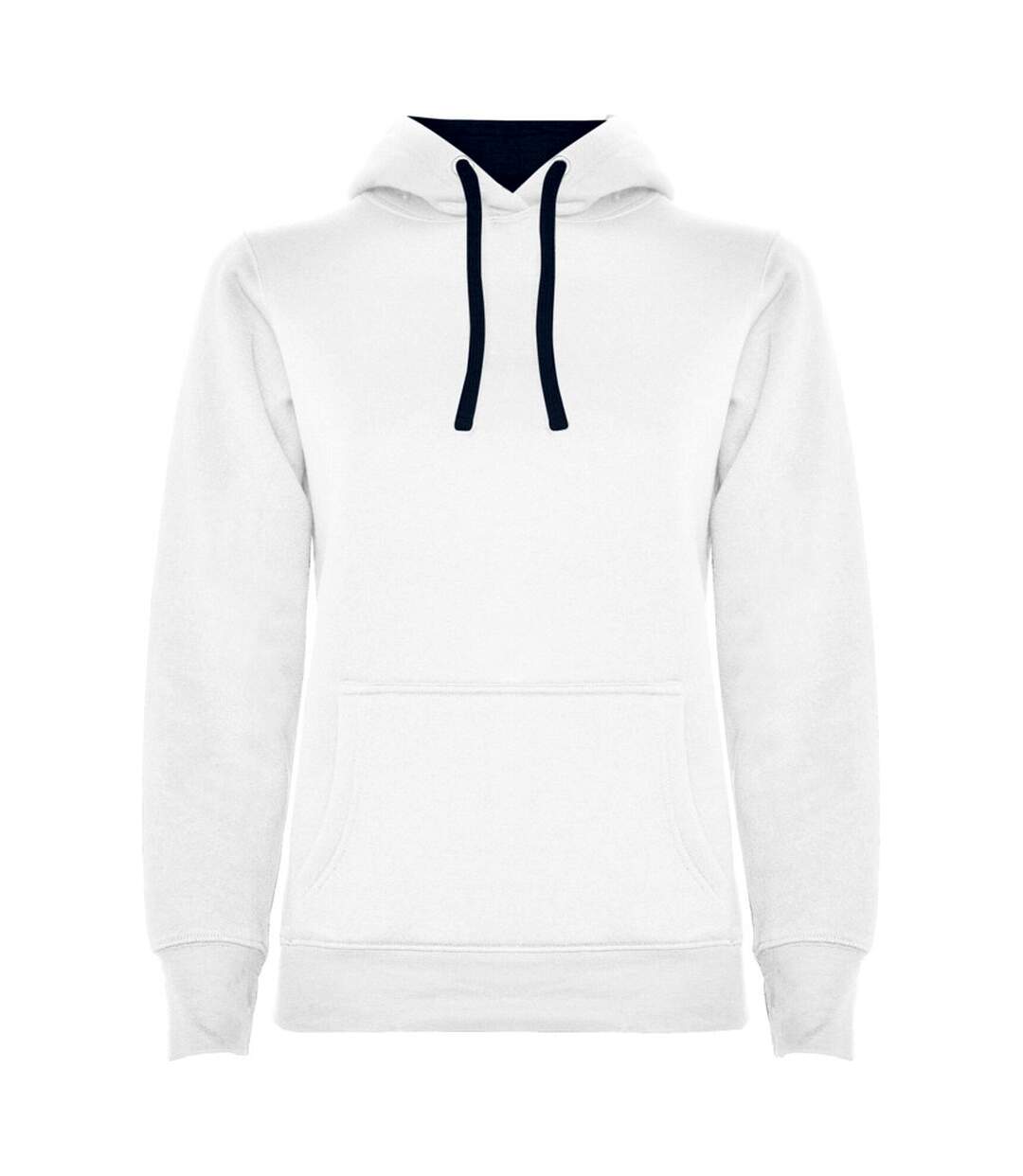 Sweat à capuche urban femme blanc / bleu marine Roly