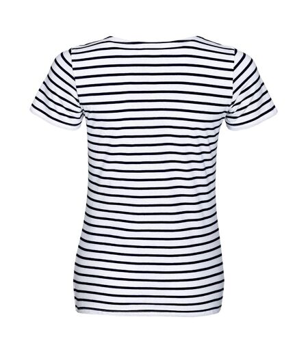 SOLS Womens/Ladies Miles Striped Short Sleeve T-Shirt (White/Navy)