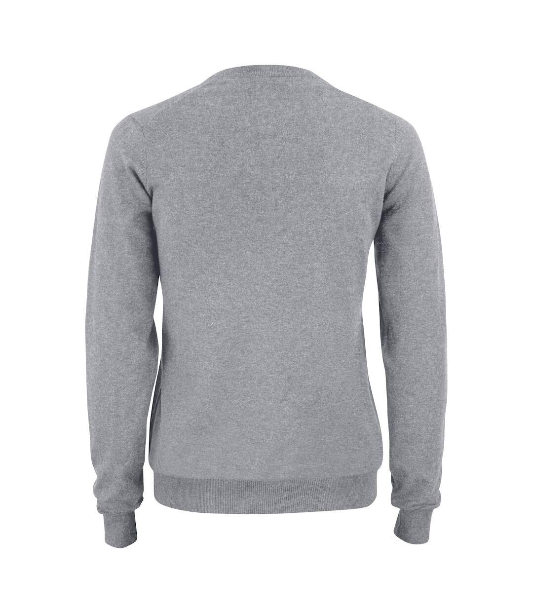Womens/ladies oakville v neck sweatshirt grey melange Cutter & Buck-2