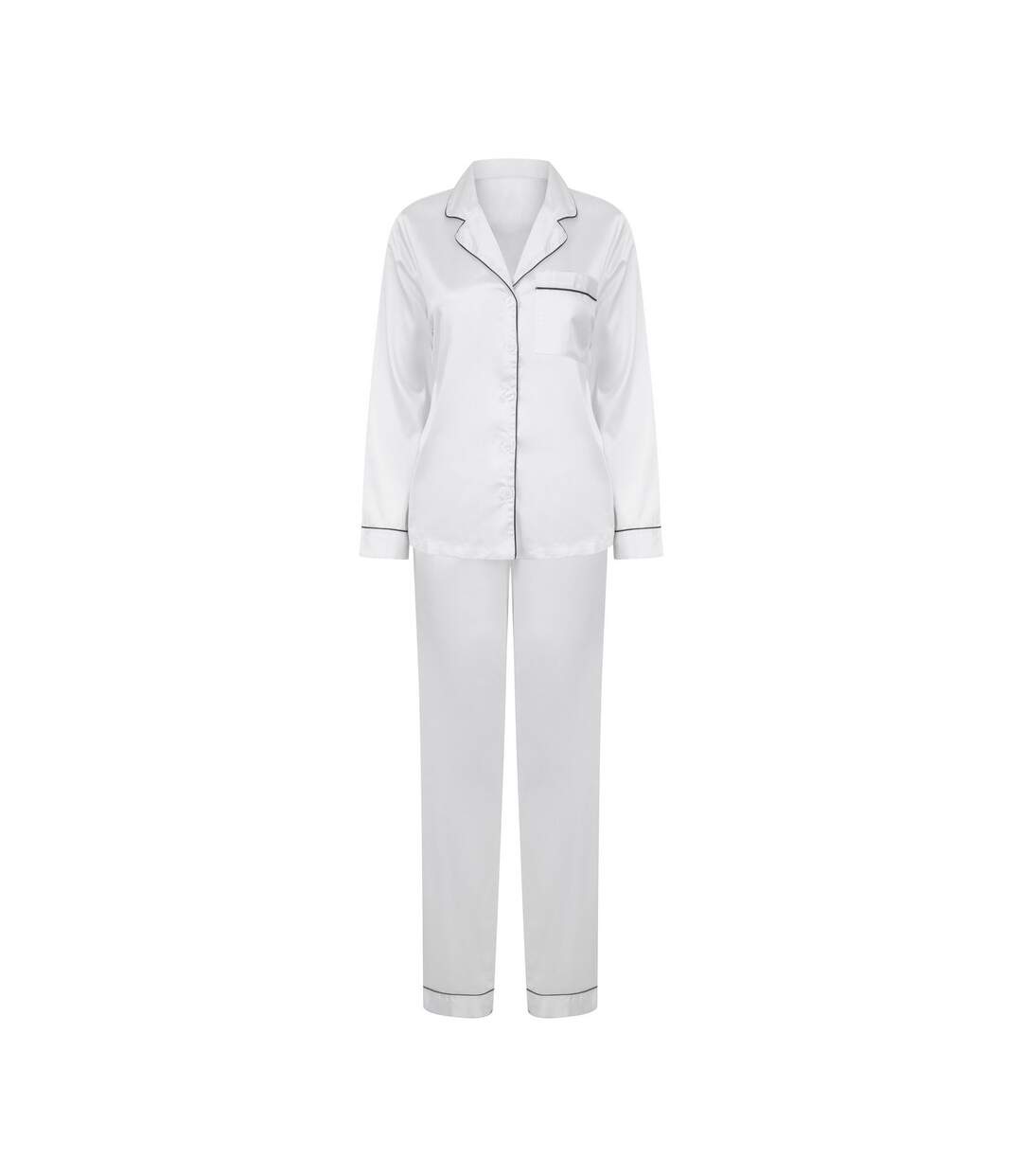 Womens/ladies satin long pyjamas white Towel City-1