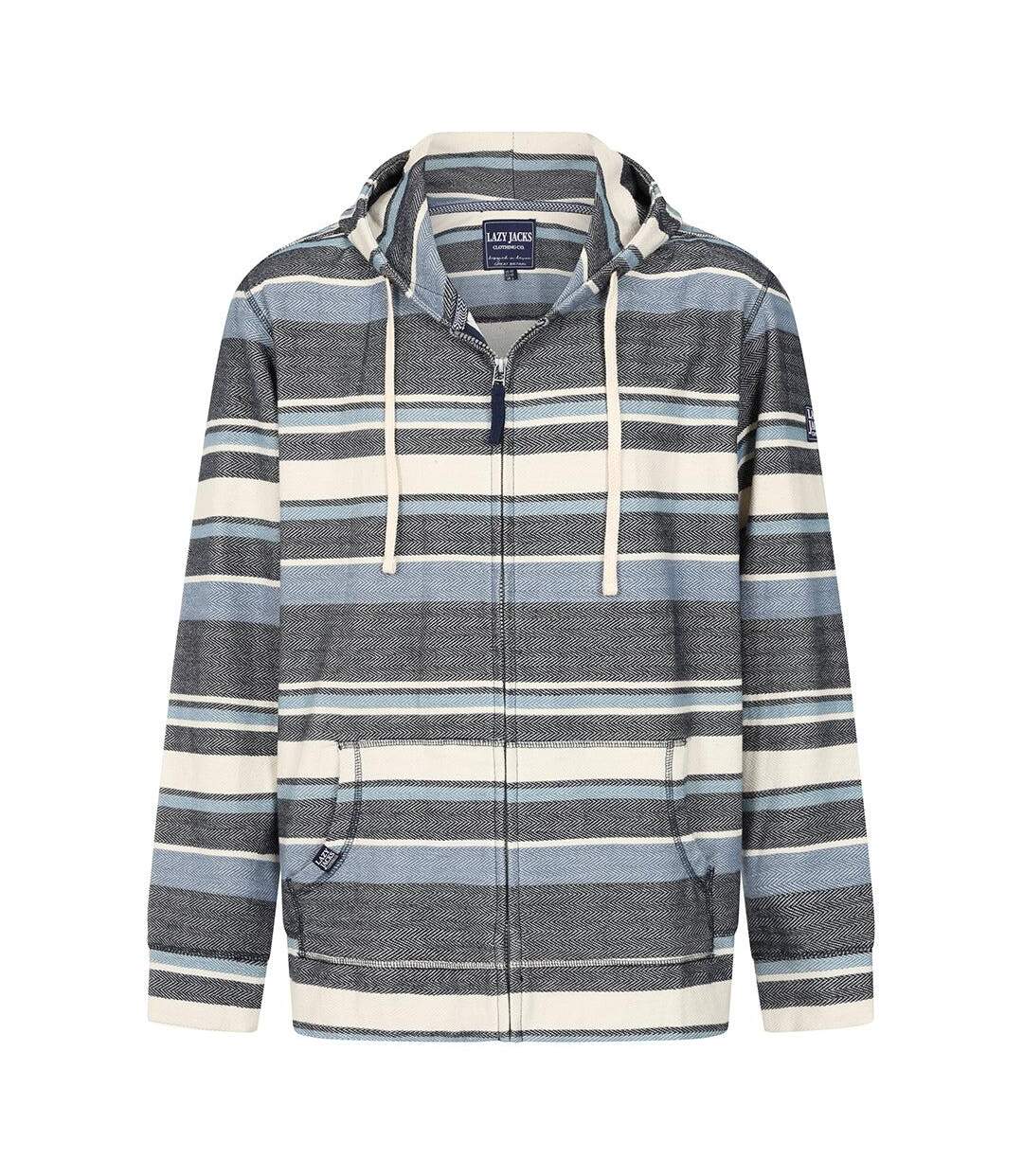 Veste À Capuche Motif/style Texturé Homme Bleu Marine Lazy Jacks-1