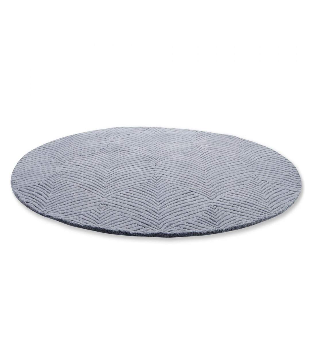 Tapis rond fait à la main en laine motif faux uni FOLIA-3