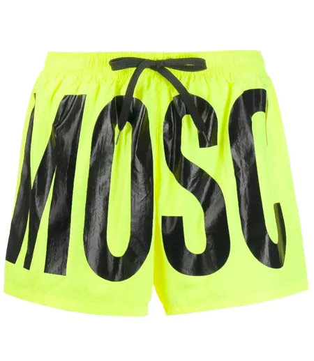 Short De Bain Motif Logo Homme Jaune Moschino