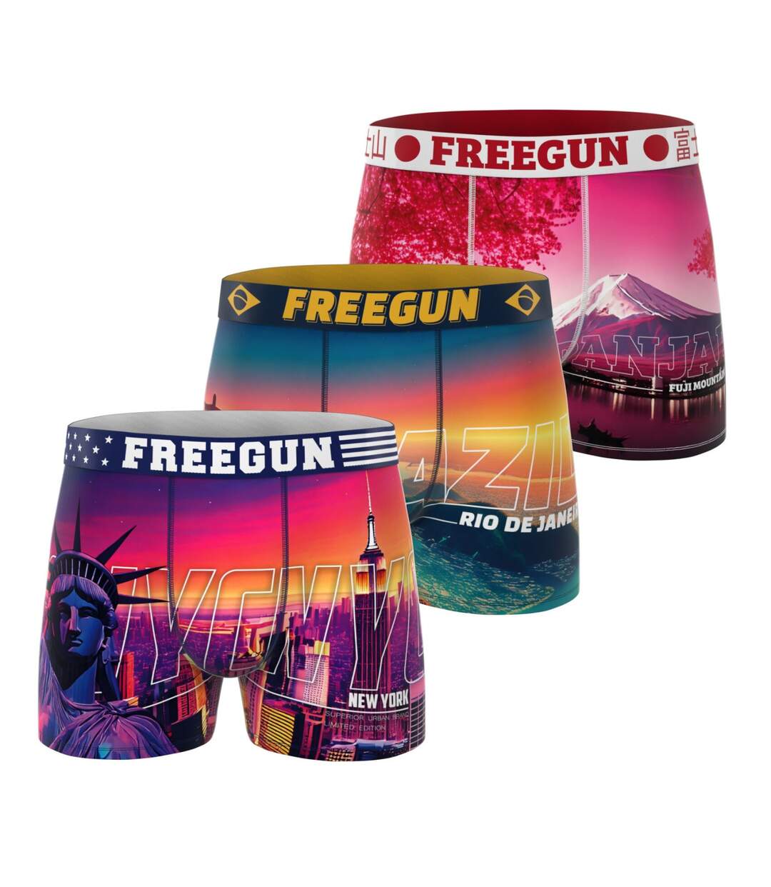 Lot de 3 boxers homme collection World Painting Freegun-1