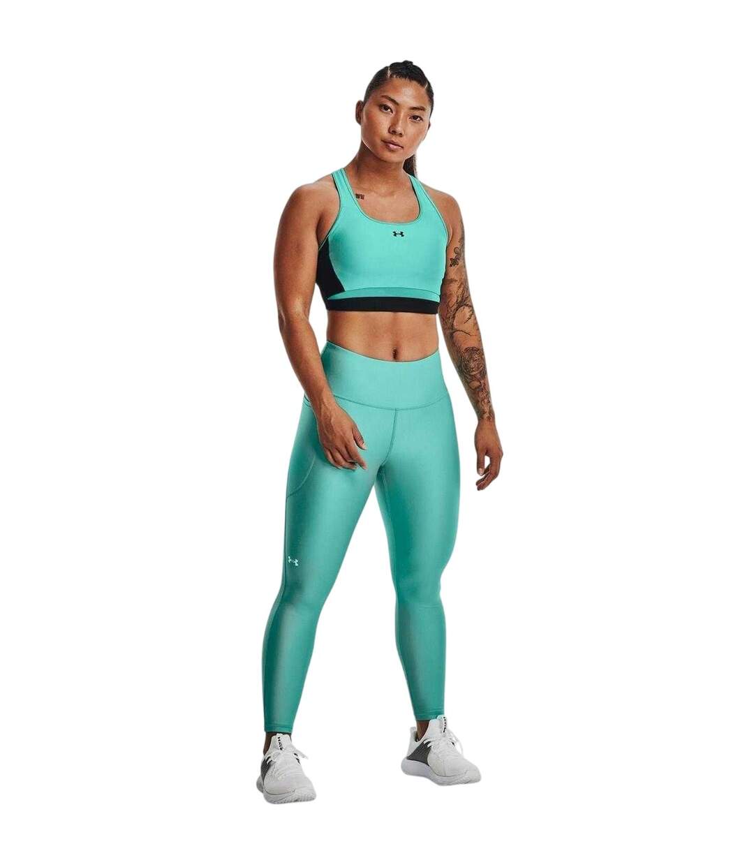 Womens/ladies Heatgear Leggings Green Under Armour-4