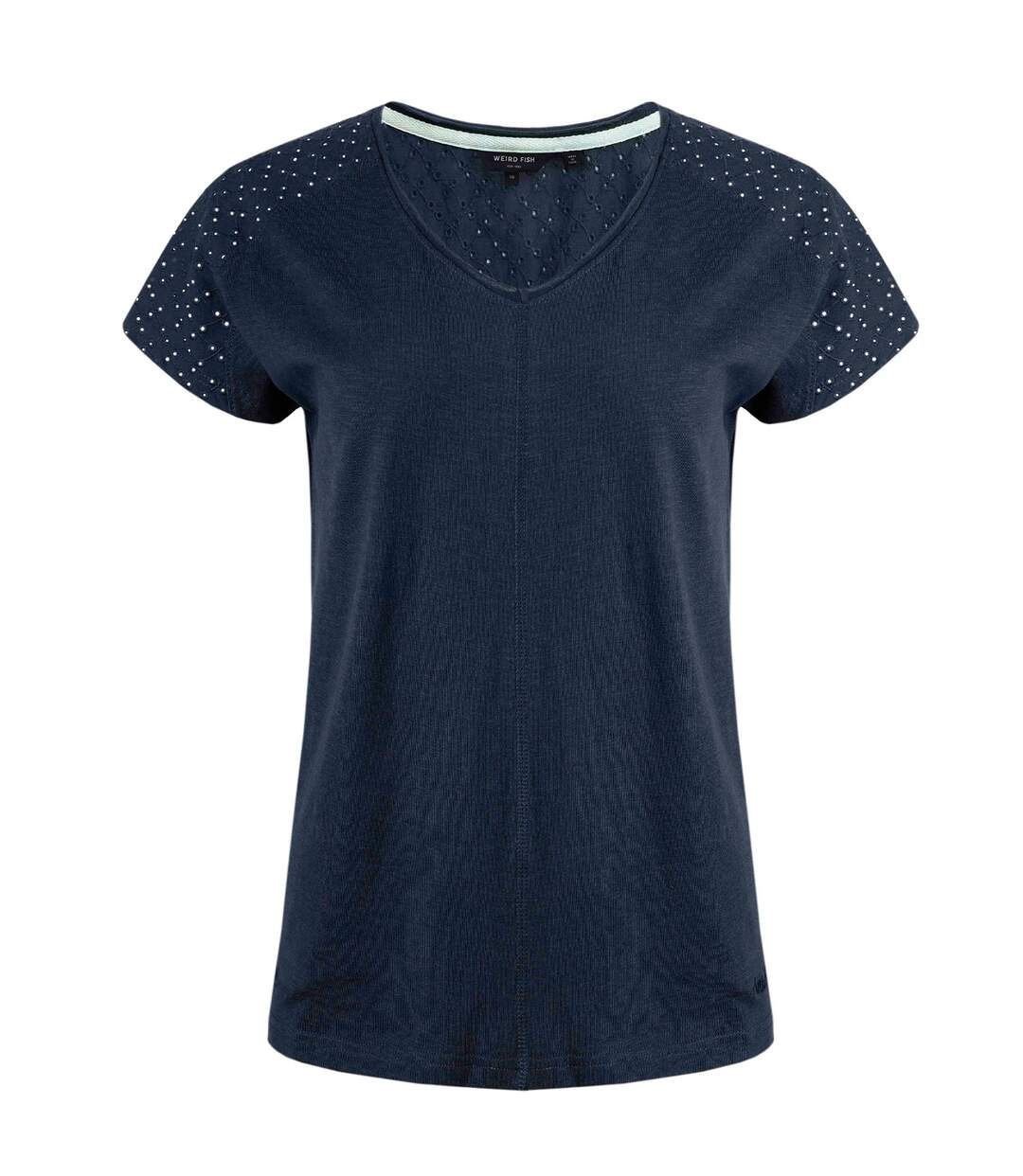 Womens/ladies pernille cut out t-shirt navy Weird Fish-1