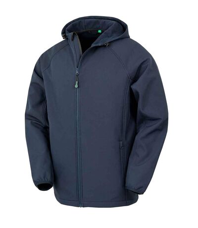 Mens hooded 3 layer recycled soft shell jacket navy Result