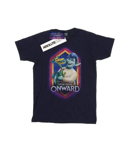 Disney Womens/Ladies Onward Laurel And Blazey Crest Cotton Boyfriend T-Shirt (Bleu marine) - UTBI42394