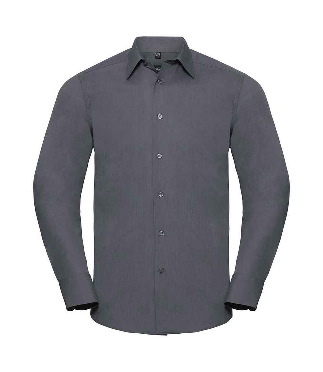 Mens poplin tailored long-sleeved shirt convoy gray Russell Collection