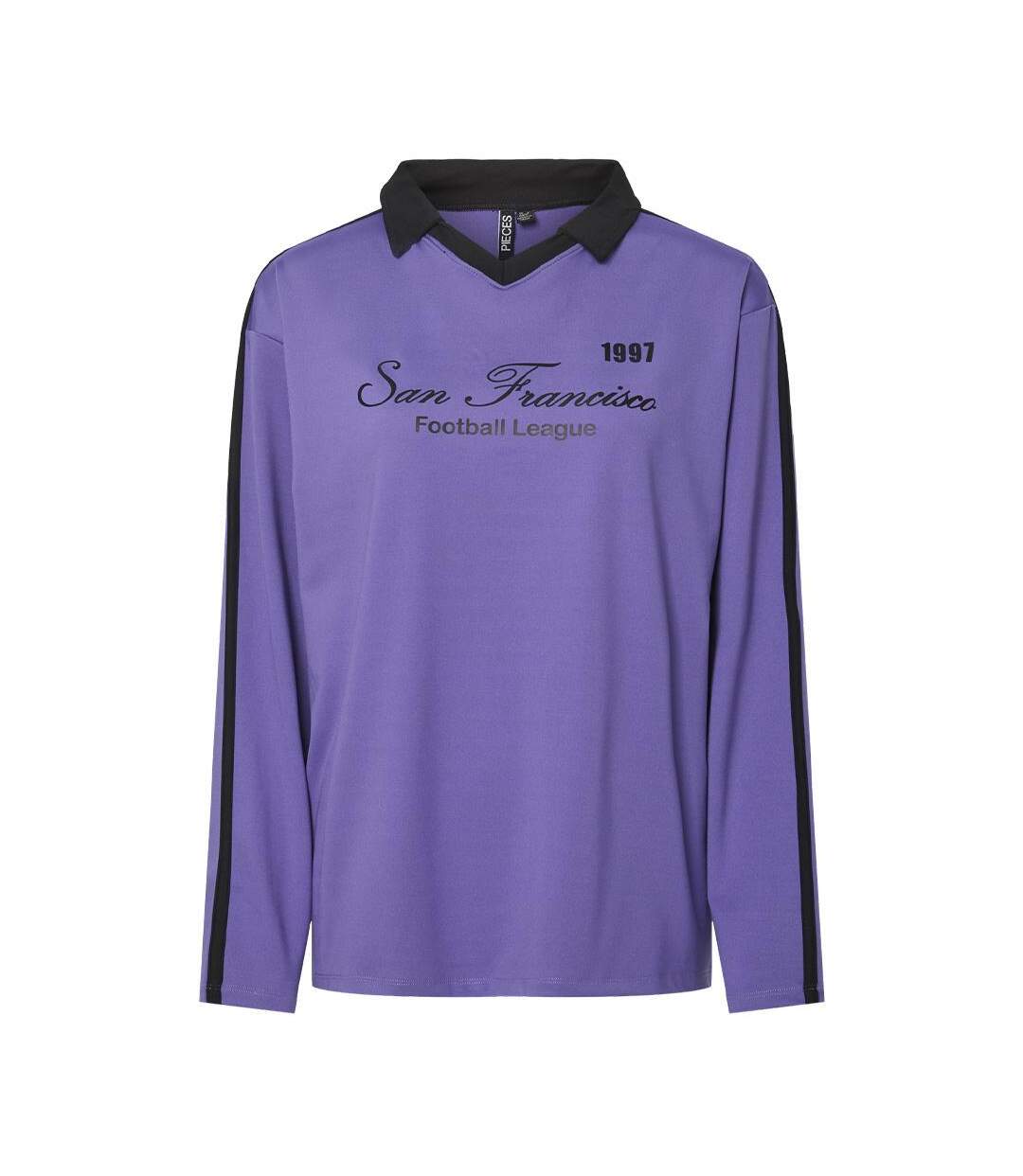 Polo violet/noir femme pieces feng-1