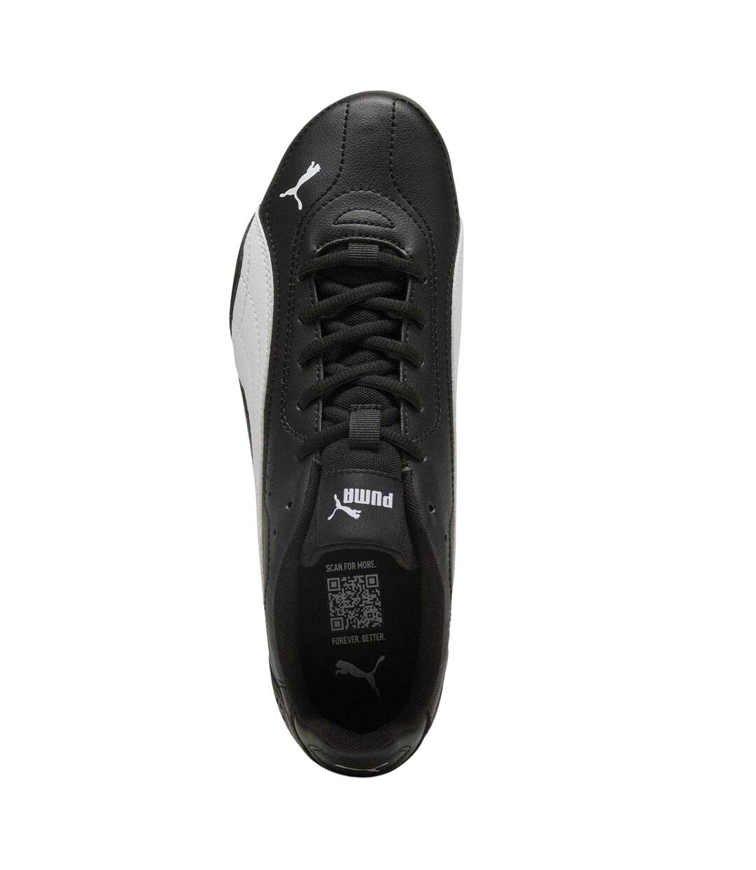 Mens Catch Leather Low Cut Flat Trainers Black White Puma-3