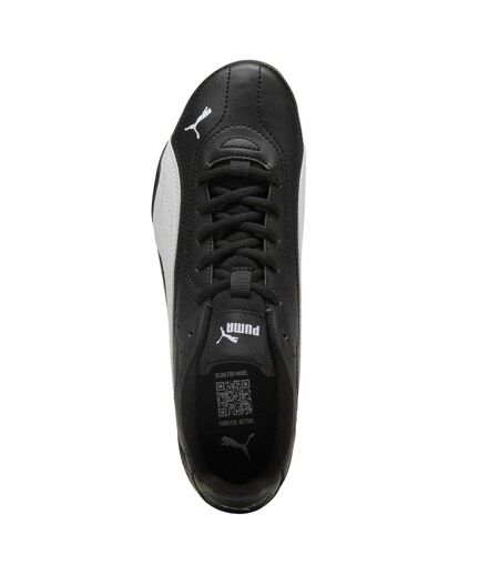 Mens Catch Leather Low Cut Flat Trainers Black White Puma