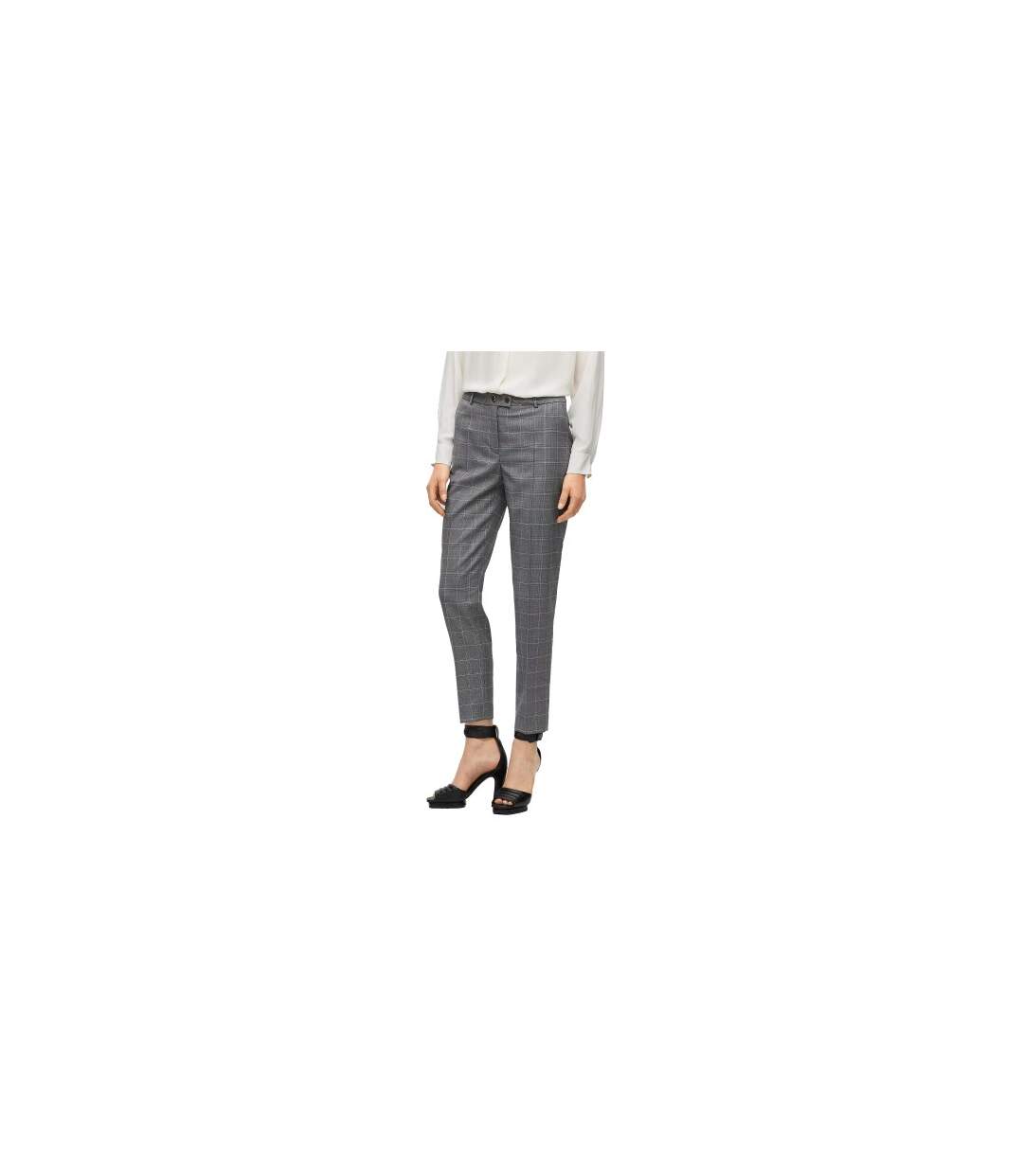 Pantalon Motif/style Motif Écossais Femme Gris Boss-1