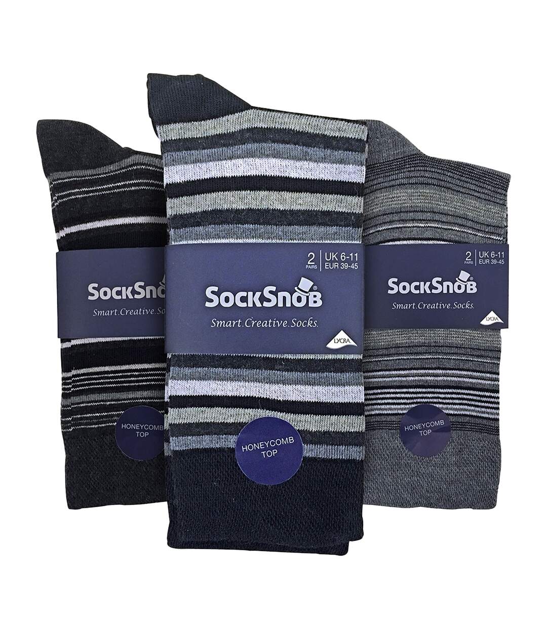 6 Paires Chaussettes Homme Coton avec Rayures-2