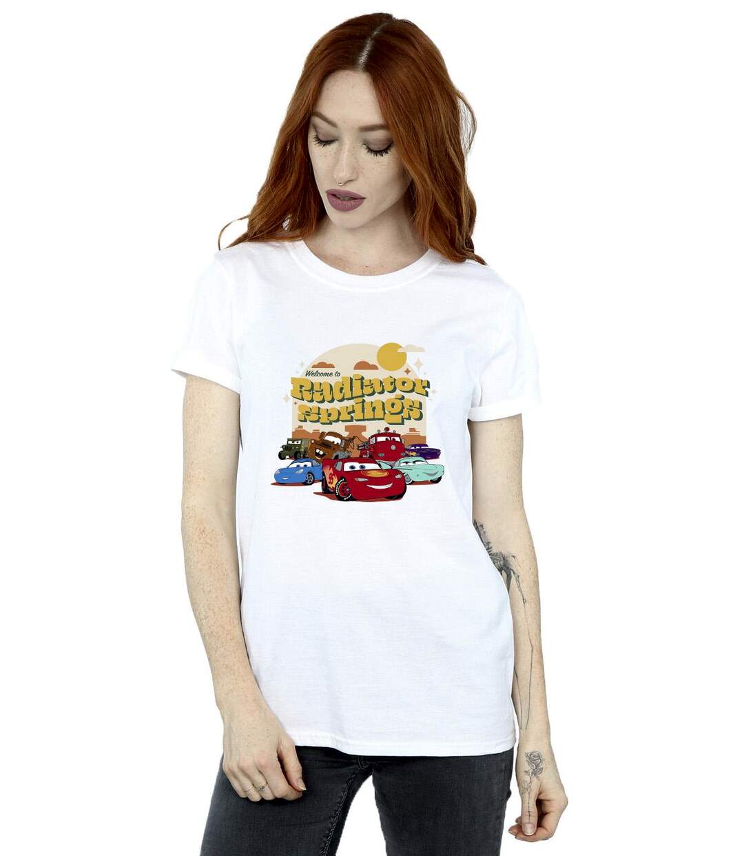 Disney - T-shirt CARS RADIATOR SPRINGS GROUP - Femme (Blanc) - UTBI16251-2