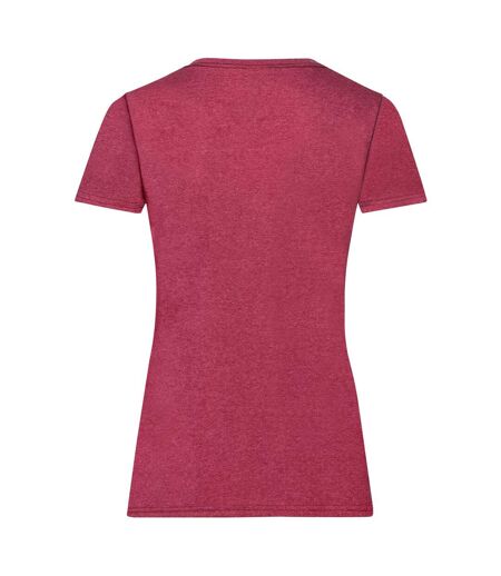 T-shirts Manches Courtes Femmes Rouge Chiné Fruit Of The Loom