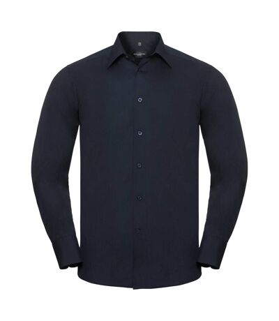 Russell Collection Mens Long Sleeve Poly-Cotton Easy Care Tailored Poplin Shirt (French Navy) - UTBC1018